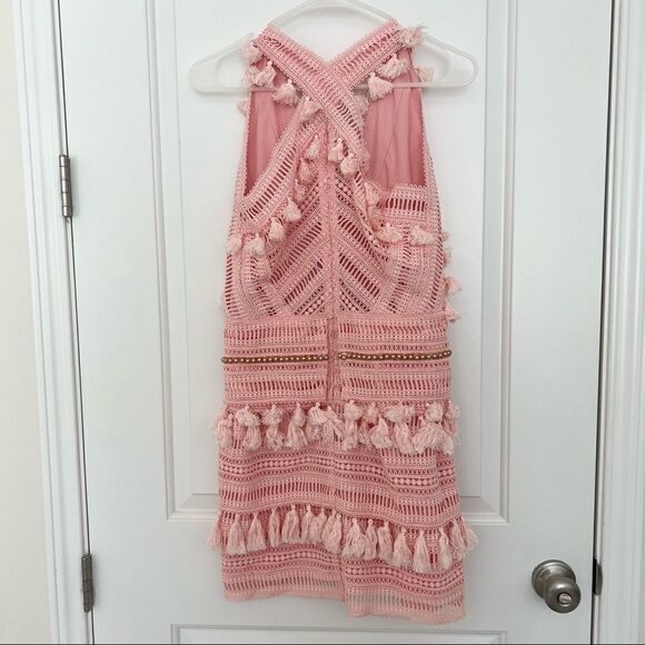 ‘Ariana’ Pink tassels Crochet lace dress S - Picture 4 of 4